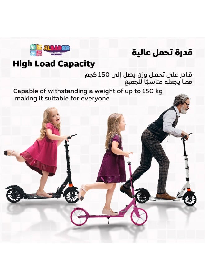 AL BADER 2-in-1 Kick Scooter Foldable Scooter with 3 Adjustment Levels Handlebar Aluminum Alloy Anti-skid wear-resistant wheel for Girls Aged 3-12 Years Hold Up To 120KG Pink - Image 4